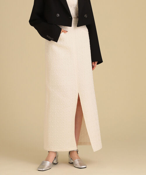 Ray BEAMS（レイビームス）の「Ray BEAMS / フクレ ジャカード タイト スカート（スカート・レディース・オフホワイト/ブラック・0/1）」の2枚目の写真