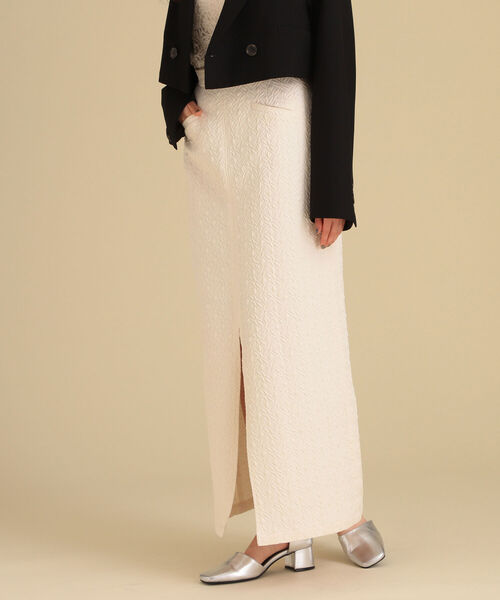 Ray BEAMS（レイビームス）の「Ray BEAMS / フクレ ジャカード タイト スカート（スカート・レディース・オフホワイト/ブラック・0/1）」の5枚目の写真