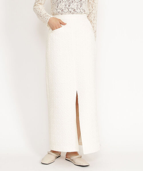 Ray BEAMS（レイビームス）の「Ray BEAMS / フクレ ジャカード タイト スカート（スカート・レディース・オフホワイト/ブラック・0/1）」の10枚目の写真