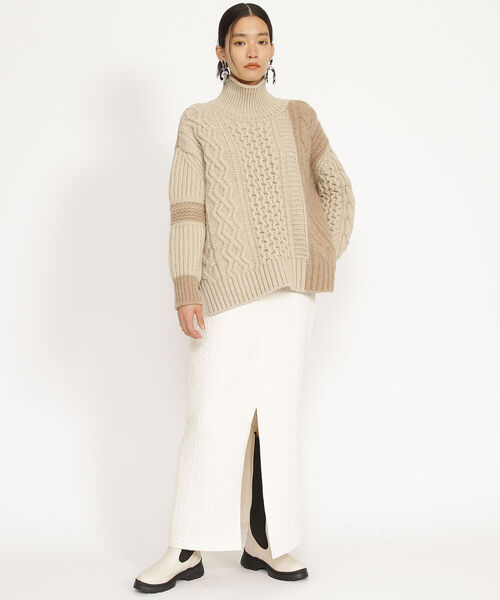 Ray BEAMS（レイビームス）の「Ray BEAMS / フクレ ジャカード タイト スカート（スカート・レディース・オフホワイト/ブラック・0/1）」の14枚目の写真