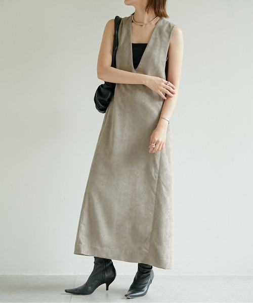 Drawing Numbers フェイクスエード深vネックワンピース ワンピース Gallardagalante ガリャルダガランテ のファッション通販 Zozotown