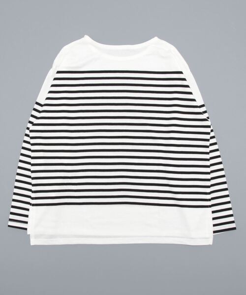 KOBE LETTUCE（コウベレタス）の「パネルボーダービッグロンT（Tシャツ/カットソー・レディース・ホワイト×グリーン/ホワイト×ブルー/ホワイト×ブラック/ホワイト×ピンク・FREE）」の10枚目の写真