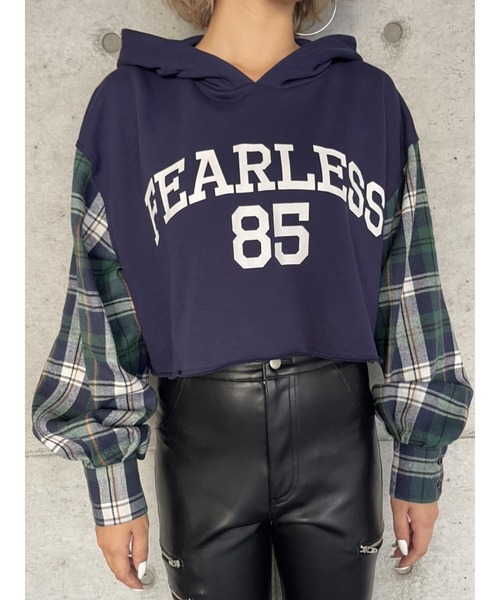 EGOIST（エゴイスト）の「チェックシャツドッキングスウェットトップス（パーカー・レディース・ネイビー/アイボリー・FREE）」の17枚目の写真