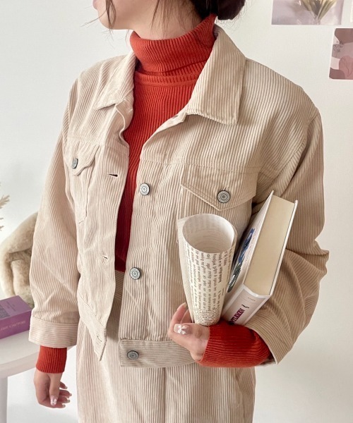 CECIL McBEE（セシルマクビー）の「コーデュロイジャケット（デニムジャケット・レディース・ライトグレー/モカ/ライトベージュ・MEDIUM/LARGE）」の3枚目の写真