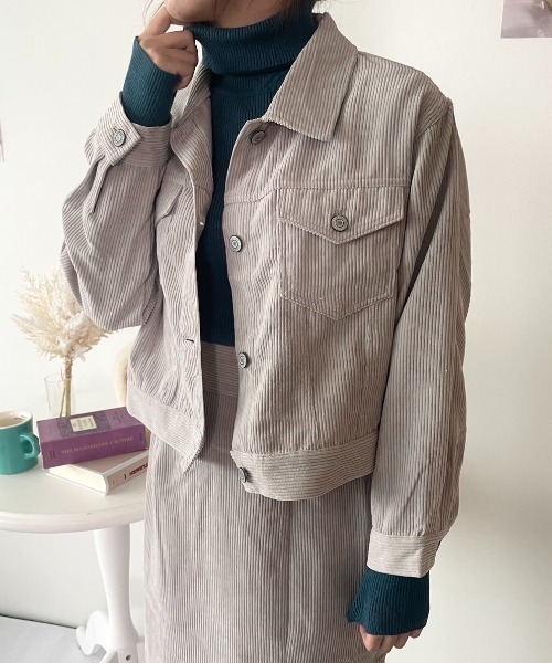 CECIL McBEE（セシルマクビー）の「コーデュロイジャケット（デニムジャケット・レディース・ライトグレー/モカ/ライトベージュ・MEDIUM/LARGE）」の2枚目の写真