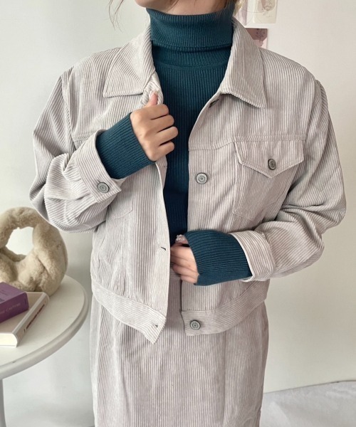 CECIL McBEE（セシルマクビー）の「コーデュロイジャケット（デニムジャケット・レディース・ライトグレー/モカ/ライトベージュ・MEDIUM/LARGE）」の8枚目の写真