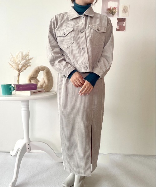 CECIL McBEE（セシルマクビー）の「コーデュロイジャケット（デニムジャケット・レディース・ライトグレー/モカ/ライトベージュ・MEDIUM/LARGE）」の9枚目の写真