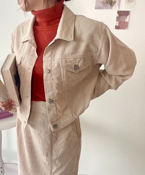 CECIL McBEE（セシルマクビー）の「コーデュロイジャケット（デニムジャケット・レディース・ライトグレー/モカ/ライトベージュ・MEDIUM/LARGE）」の12枚目の写真