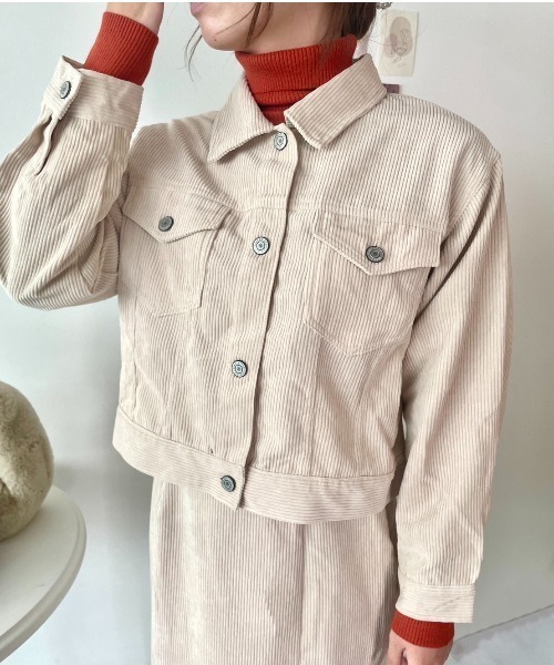 CECIL McBEE（セシルマクビー）の「コーデュロイジャケット（デニムジャケット・レディース・ライトグレー/モカ/ライトベージュ・MEDIUM/LARGE）」の13枚目の写真