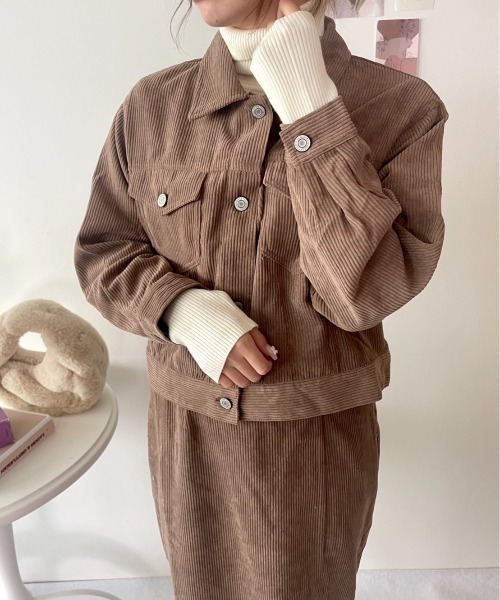 CECIL McBEE（セシルマクビー）の「コーデュロイジャケット（デニムジャケット・レディース・ライトグレー/モカ/ライトベージュ・MEDIUM/LARGE）」の16枚目の写真