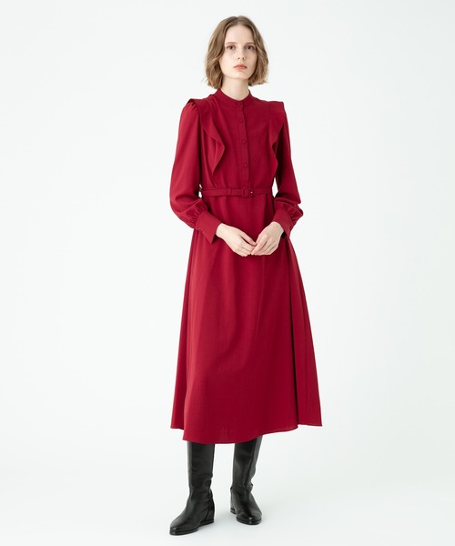 ワンピース Allureville アルアバイル のワンピース ツイルサイドフリルロングスリーブワンピース 22 14 230 を購入できます Allureville ワンピース ドレス ツイルサイドフリルロングスリーブワンピース ワンピース Allureville アルアバイル の