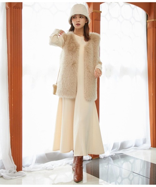 CHILLE(チル)の「ワッフルAラインロングワンピース(ワンピース・レディース・グリーン/ブラック/アイボリー・FREE)」の7枚目の写真