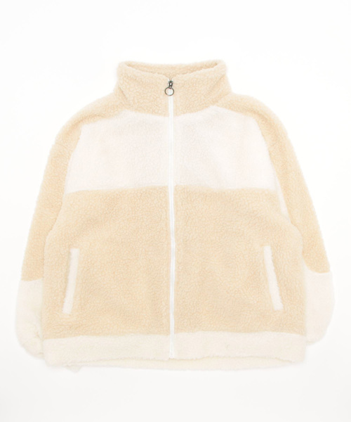 STYLEBLOCK（スタイルブロック）の「ビッグシルエットボア切り替えブルゾン（ブルゾン・メンズ・サックスブルー/ホワイト×ブラック/ホワイト×グレー/ベージュ・M/L）」の3枚目の写真