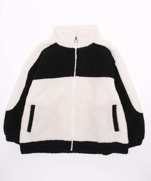 STYLEBLOCK（スタイルブロック）の「ビッグシルエットボア切り替えブルゾン（ブルゾン・メンズ・サックスブルー/ホワイト×ブラック/ホワイト×グレー/ベージュ・M/L）」の7枚目の写真