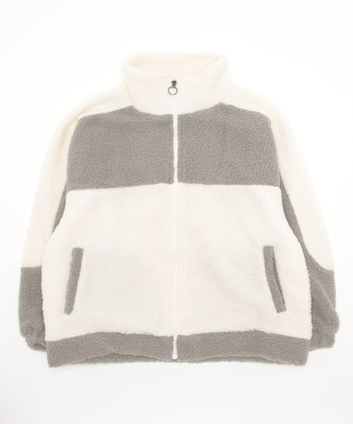 STYLEBLOCK（スタイルブロック）の「ビッグシルエットボア切り替えブルゾン（ブルゾン・メンズ・サックスブルー/ホワイト×ブラック/ホワイト×グレー/ベージュ・M/L）」の8枚目の写真