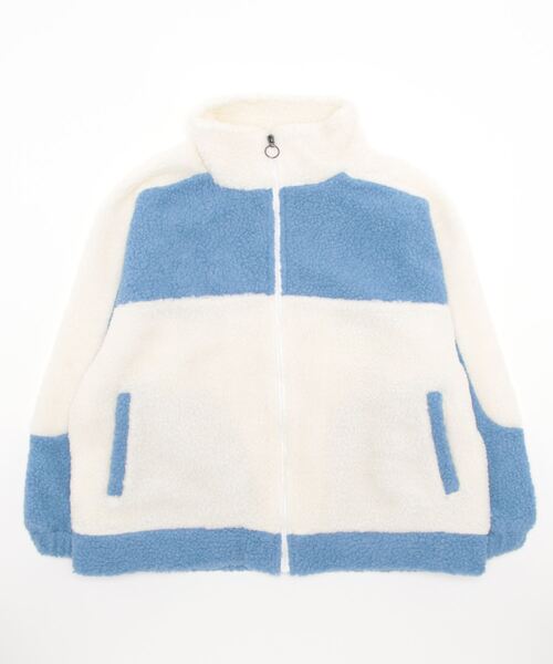 STYLEBLOCK（スタイルブロック）の「ビッグシルエットボア切り替えブルゾン（ブルゾン・メンズ・サックスブルー/ホワイト×ブラック/ホワイト×グレー/ベージュ・M/L）」の9枚目の写真