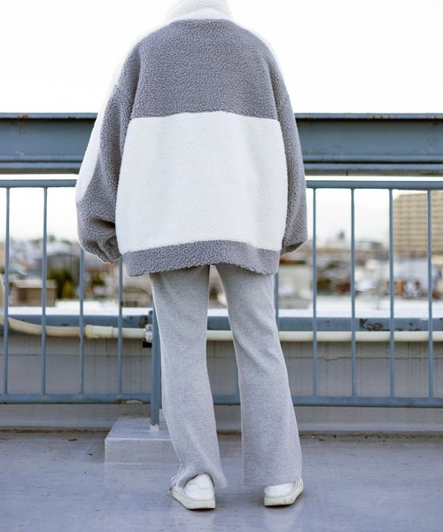 STYLEBLOCK（スタイルブロック）の「ビッグシルエットボア切り替えブルゾン（ブルゾン・メンズ・サックスブルー/ホワイト×ブラック/ホワイト×グレー/ベージュ・M/L）」の10枚目の写真