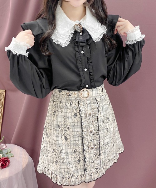 ROJITA（ロジータ）の「オーバーレースリボンカラーブラウス（シャツ/ブラウス・レディース・ホワイト/パープル/ブラック・FREE）」の7枚目の写真