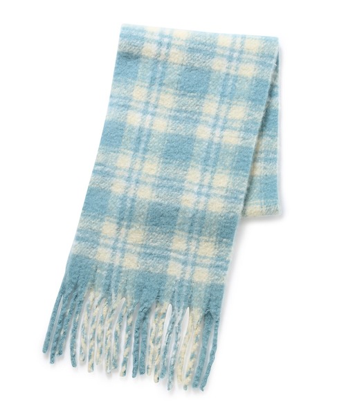 ROPE' PICNIC(ロペピクニック)の「リサイクルヤーンバルキーフリンジチェックストール(マフラー・レディース・ブルー系その他4/キナリ/ベージュ系その他2・FREE)」の8枚目の写真