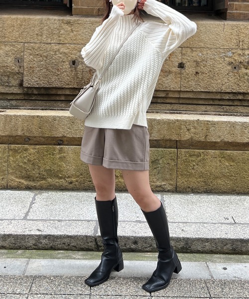 Chez toi(シェトワ)の「ケーブル編みスタンドネックプルオーバー(ニット/セーター・レディース・オフホワイト/ブラック/グリーン/サックスブルー・FREE)」の18枚目の写真