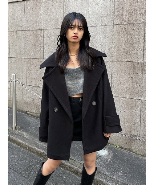 ENVYM（アンビー）の「ＢＩＧカラーダブルＣＴ（その他アウター・レディース・ブラック/アイボリー/グリーン・FREE）」の18枚目の写真