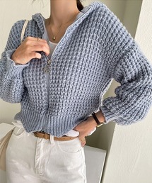 NANING9 | NANING9 クロップドニットジップアップパーカー(ニット/セーター)