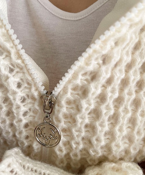 NANING9（ナンニング）の「NANING9 クロップドニットジップアップパーカー（ニット/セーター・レディース・スカイブルー/アイボリー/ピンク・FREE）」の13枚目の写真