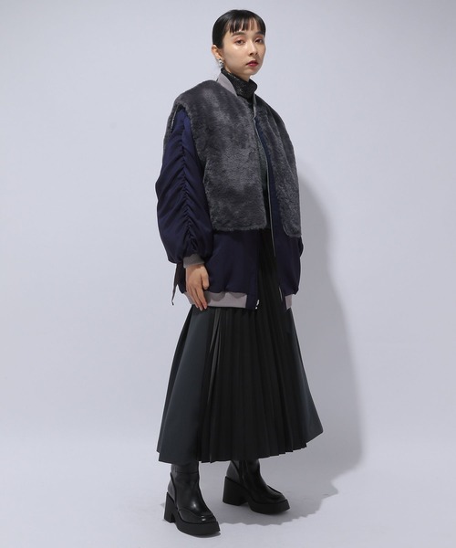 HARE(ハレ)の「リバーシブルファーベストMA-1(HARE)(MA-1・レディース・ブラック/グレー・FREE)」の9枚目の写真