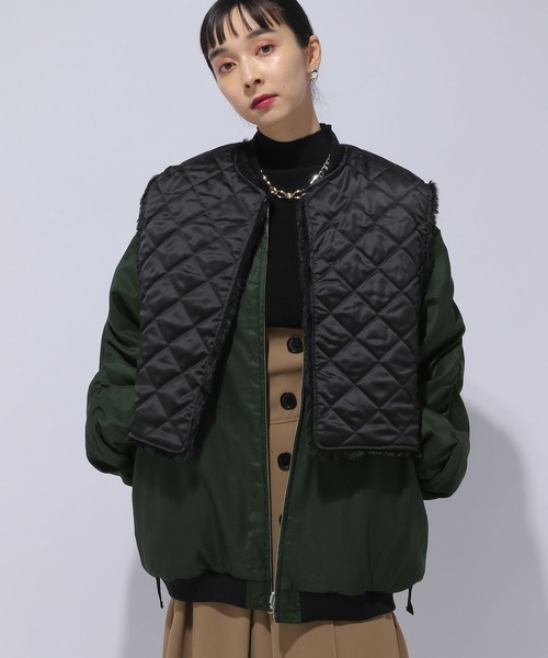 HARE(ハレ)の「リバーシブルファーベストMA-1(HARE)(MA-1・レディース・ブラック/グレー・FREE)」の12枚目の写真