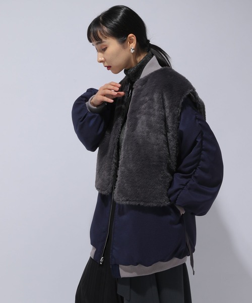 HARE(ハレ)の「リバーシブルファーベストMA-1(HARE)(MA-1・レディース・ブラック/グレー・FREE)」の16枚目の写真