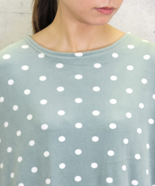 emesuelee(エメスーリー)の「おうちの中だって可愛くありたい。ドットフリースロングルームワンピース(ルームワンピース・レディース・モカ/ダークブルー/サックスブルー・フリー)」の7枚目の写真