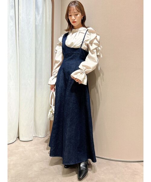 dazzlin(ダズリン)の「フリルレースアップキャンディブラウス(シャツ/ブラウス・レディース・ベージュ/ネイビー/ブルー・FREE)」の13枚目の写真