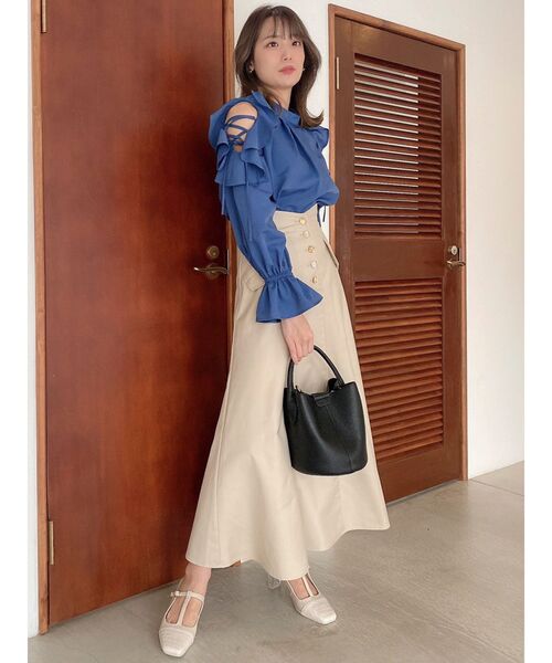 dazzlin(ダズリン)の「フリルレースアップキャンディブラウス(シャツ/ブラウス・レディース・ベージュ/ネイビー/ブルー・FREE)」の19枚目の写真