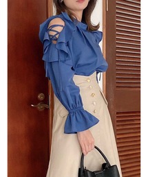 フリルレースアップキャンディブラウス