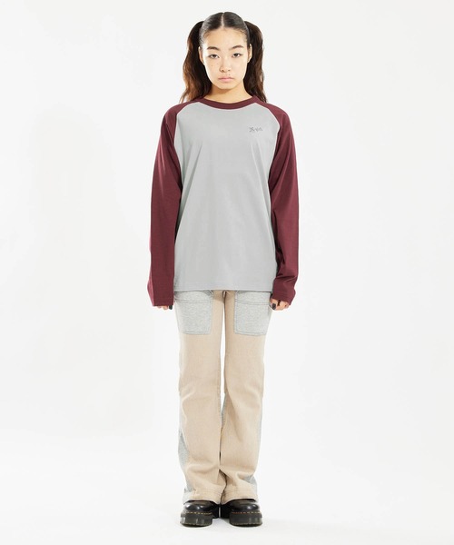 X-girl（エックスガール）の「RAGLAN L/S TEE（Tシャツ/カットソー・レディース・ブラック/グリーン/バーガンディー・S/M）」の4枚目の写真