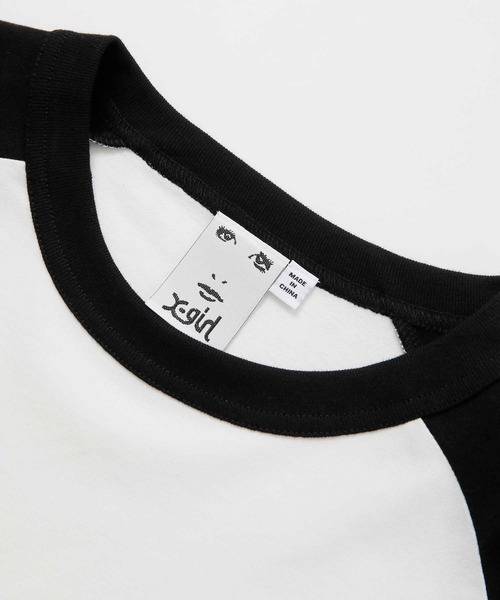 X-girl（エックスガール）の「RAGLAN L/S TEE（Tシャツ/カットソー・レディース・ブラック/グリーン/バーガンディー・S/M）」の11枚目の写真