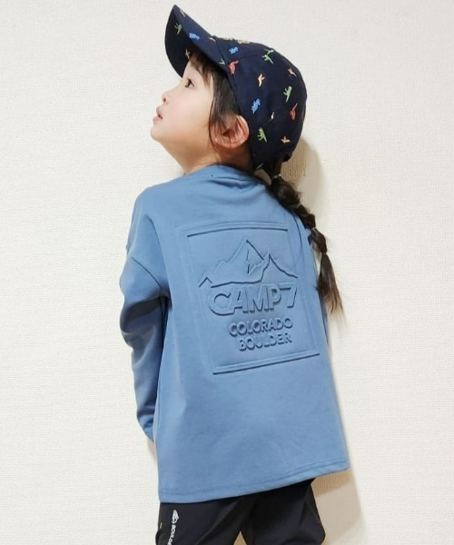 CAMP7（キャンプセブン）の「【CAMP7】エンボスロンＴ（Tシャツ/カットソー・キッズ・ベージュ/グリーン/ブラック/ブルー・130/140/160/120/150/105）」の4枚目の写真