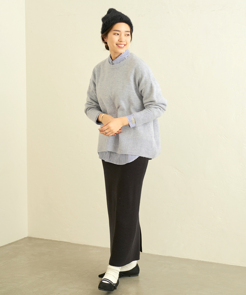 B.C STOCK ベーセーストック　クルーネック　コクーン　ウールコート WOOLICK ウインドシャットショートステンカラーコート（ステン