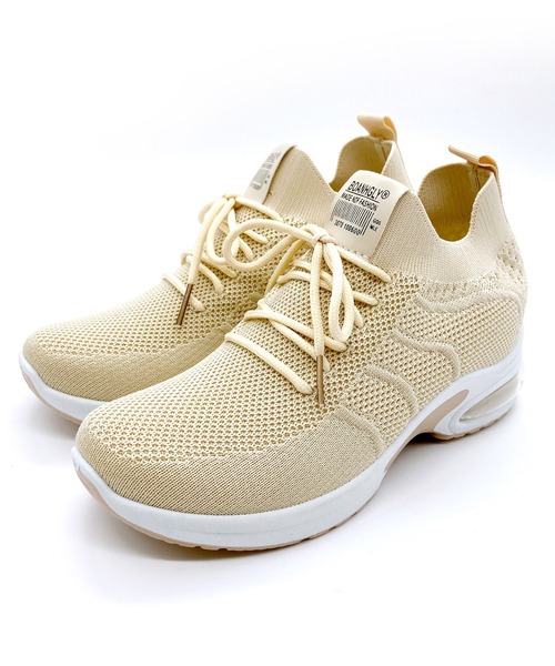 Noubel Voug Relax（ヌーベルヴォーグリラックス）の「美脚☆レースアップニットスニーカー（スニーカー・レディース・グレー/ブラック/ホワイト/ベージュ・S/3L/M/LL/L）」の6枚目の写真