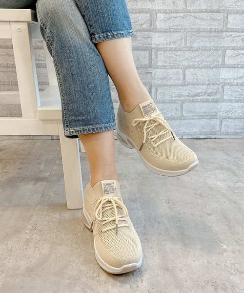 Noubel Voug Relax（ヌーベルヴォーグリラックス）の「美脚☆レースアップニットスニーカー（スニーカー・レディース・グレー/ブラック/ホワイト/ベージュ・S/3L/M/LL/L）」の8枚目の写真