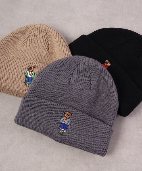 TESTIFY(テスティファイ)の「TESTIFY 防寒 クマの刺繍ニット帽 / OOTD Bear Watch(ニットキャップ/ビーニー・レディース・ブラック/ベージュ/グレー/グレー系その他/ネイビー/ホワイト・FREE)」の4枚目の写真