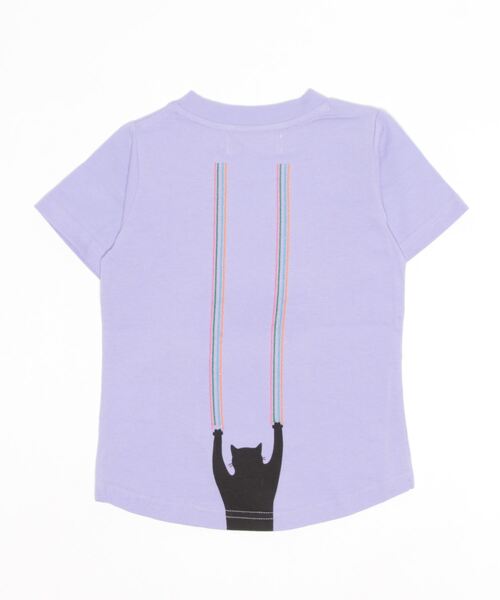 ami amie（アミアミ）の「ネコスクラッチ刺繍Ｔシャツ（Tシャツ/カットソー・キッズ・ホワイト/パープル・90cm/110cm/100cm/120cm/130cm）」の3枚目の写真