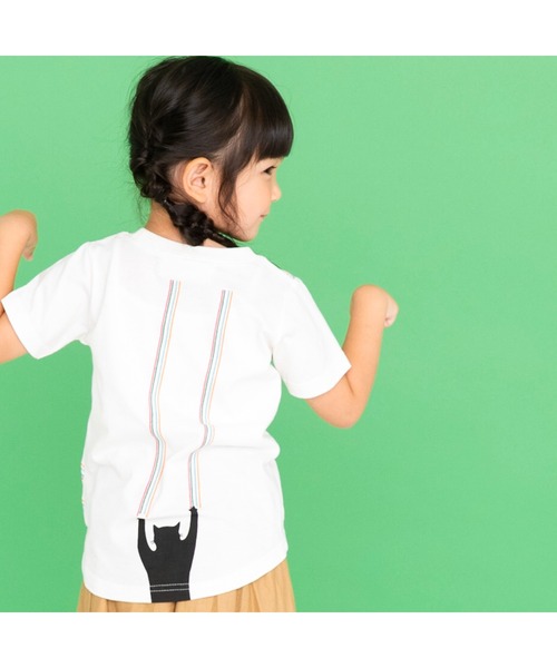 ami amie（アミアミ）の「ネコスクラッチ刺繍Ｔシャツ（Tシャツ/カットソー・キッズ・ホワイト/パープル・90cm/110cm/100cm/120cm/130cm）」の2枚目の写真