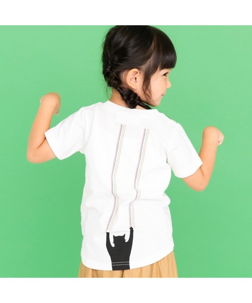 ami amie（アミアミ）の「ネコスクラッチ刺繍Ｔシャツ（Tシャツ/カットソー・キッズ・ホワイト/パープル・90cm/110cm/100cm/120cm/130cm）」の4枚目の写真