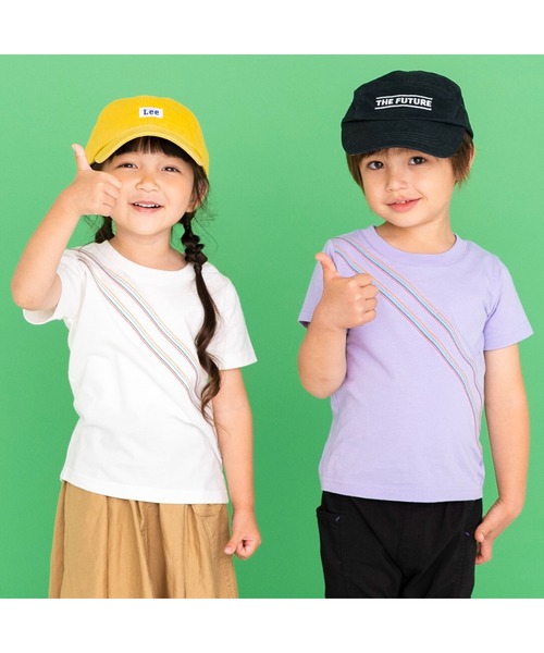 ami amie（アミアミ）の「ネコスクラッチ刺繍Ｔシャツ（Tシャツ/カットソー・キッズ・ホワイト/パープル・90cm/110cm/100cm/120cm/130cm）」の5枚目の写真