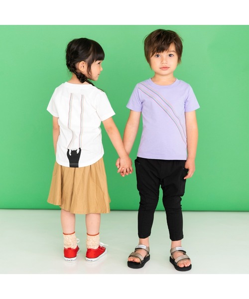 ami amie（アミアミ）の「ネコスクラッチ刺繍Ｔシャツ（Tシャツ/カットソー・キッズ・ホワイト/パープル・90cm/110cm/100cm/120cm/130cm）」の6枚目の写真