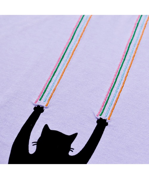 ami amie（アミアミ）の「ネコスクラッチ刺繍Ｔシャツ（Tシャツ/カットソー・キッズ・ホワイト/パープル・90cm/110cm/100cm/120cm/130cm）」の10枚目の写真