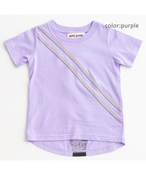ami amie（アミアミ）の「ネコスクラッチ刺繍Ｔシャツ（Tシャツ/カットソー・キッズ・ホワイト/パープル・90cm/110cm/100cm/120cm/130cm）」の11枚目の写真