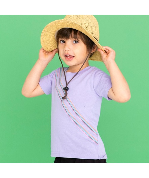 ami amie（アミアミ）の「ネコスクラッチ刺繍Ｔシャツ（Tシャツ/カットソー・キッズ・ホワイト/パープル・90cm/110cm/100cm/120cm/130cm）」の7枚目の写真