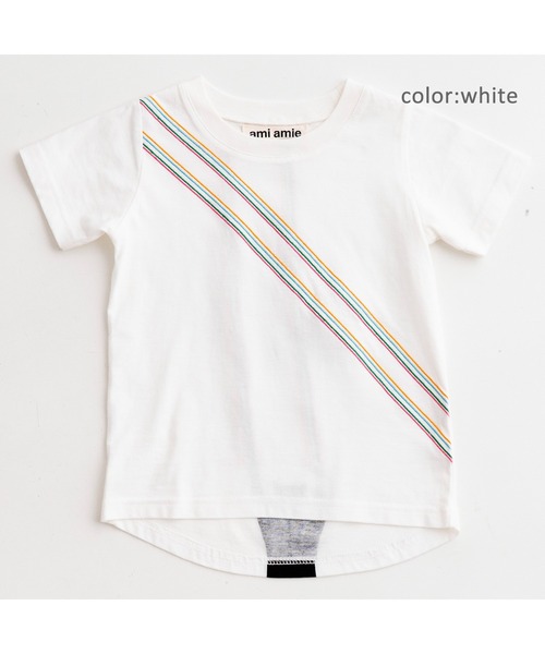 ami amie（アミアミ）の「ネコスクラッチ刺繍Ｔシャツ（Tシャツ/カットソー・キッズ・ホワイト/パープル・90cm/110cm/100cm/120cm/130cm）」の15枚目の写真